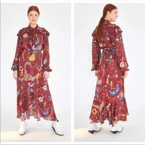 FARM Rio Burgundy Borogodo Wrap Maxi Skirt